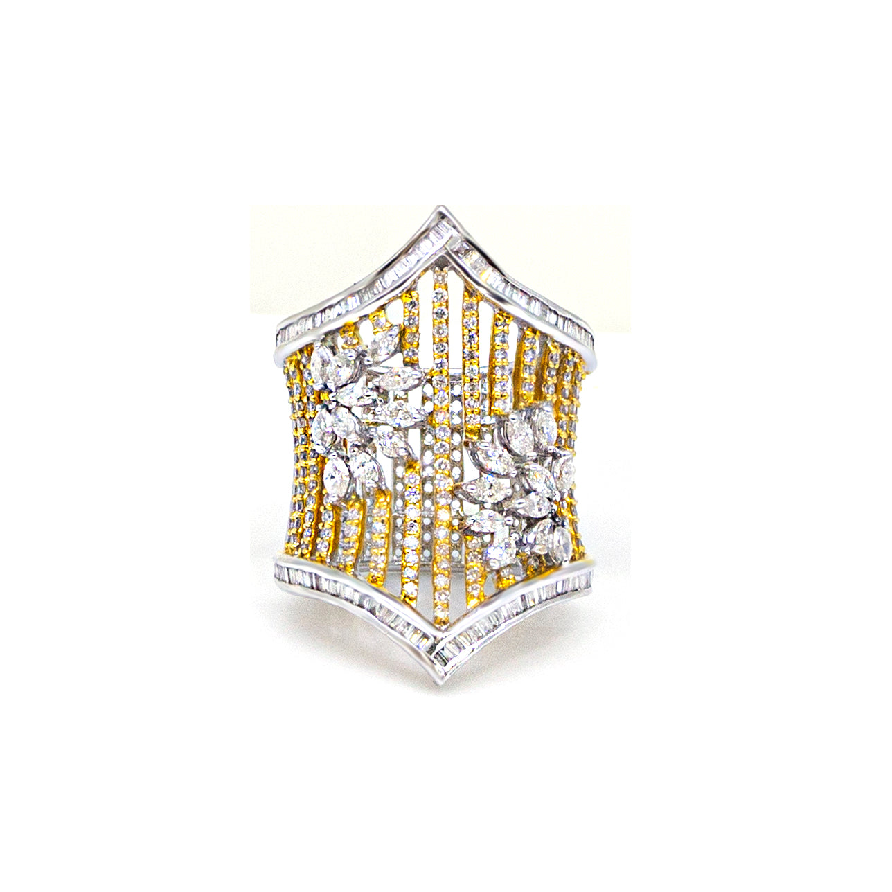 Radiant Sparkle: 14K White & Yellow Gold Diamond Ring