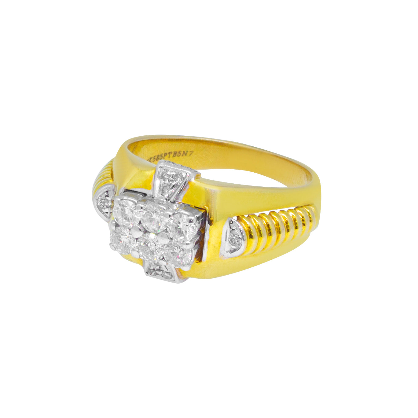 Exquisite 14K Gold Men's Diamond Ring - IGI Certified, Superior Craftsmanship